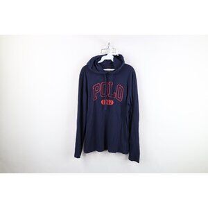 Vintage Ralph Lauren Mens Medium Faded Block Letter Spell Out Hooded T-Shirt